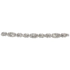 Platinum Diamond Tennis Bracelet Art Deco Style White 10.44 Carat