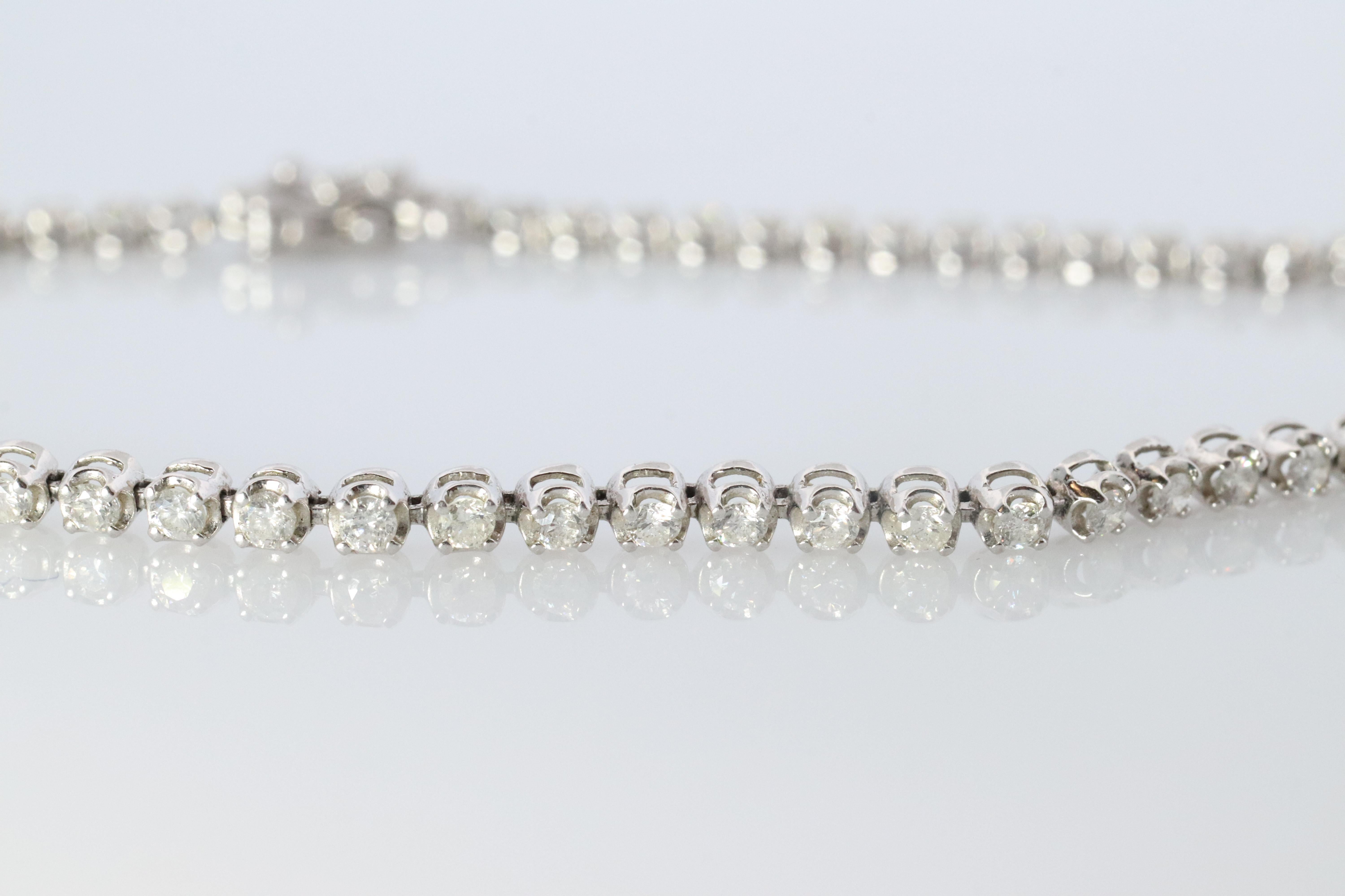 Platin-Diamant-Tennisarmband. PT850 rundes Diamant-Tennisarmband. 1CTW (Rundschliff) im Angebot