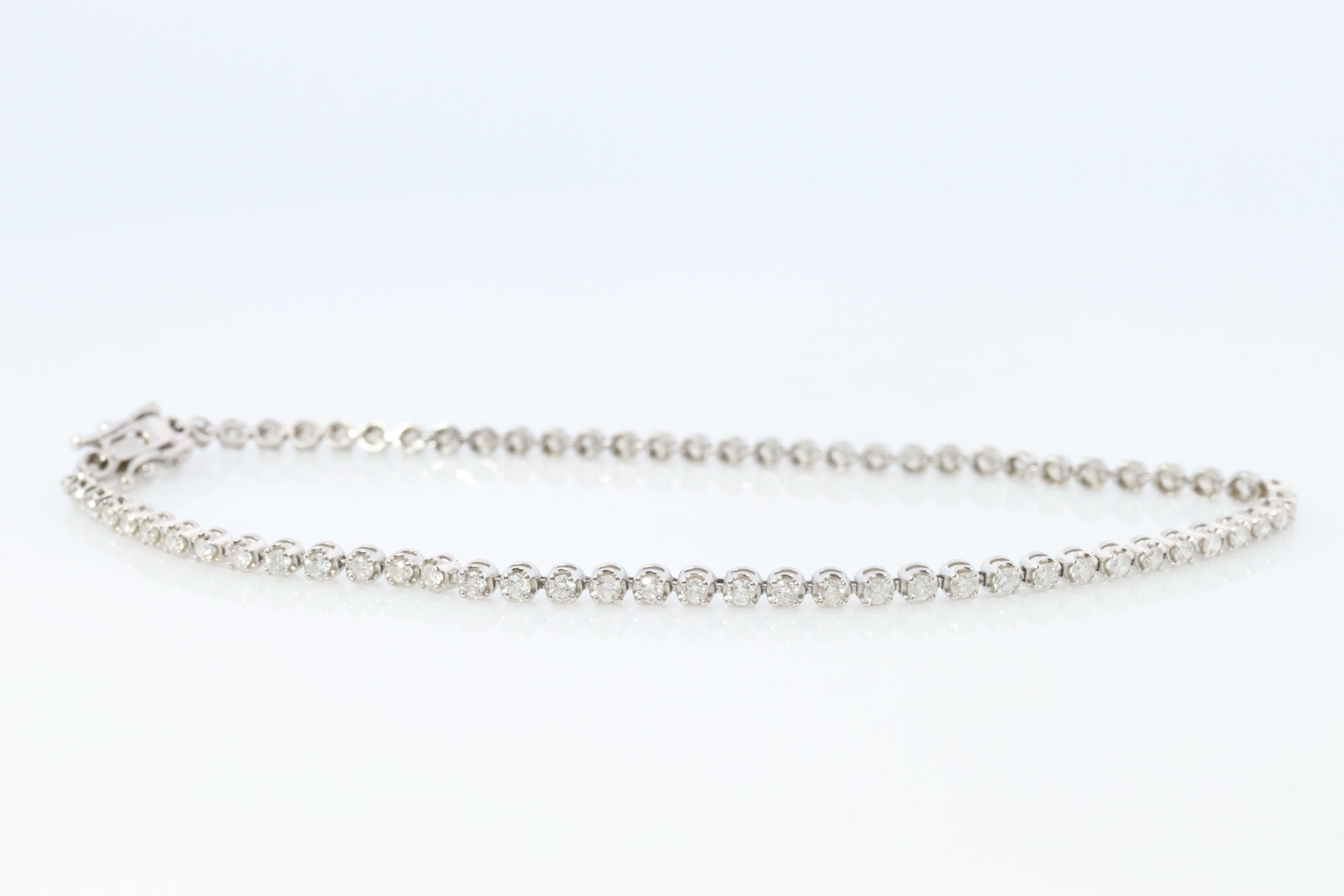 Platin-Diamant-Tennisarmband. PT850 rundes Diamant-Tennisarmband. 1CTW im Angebot 1