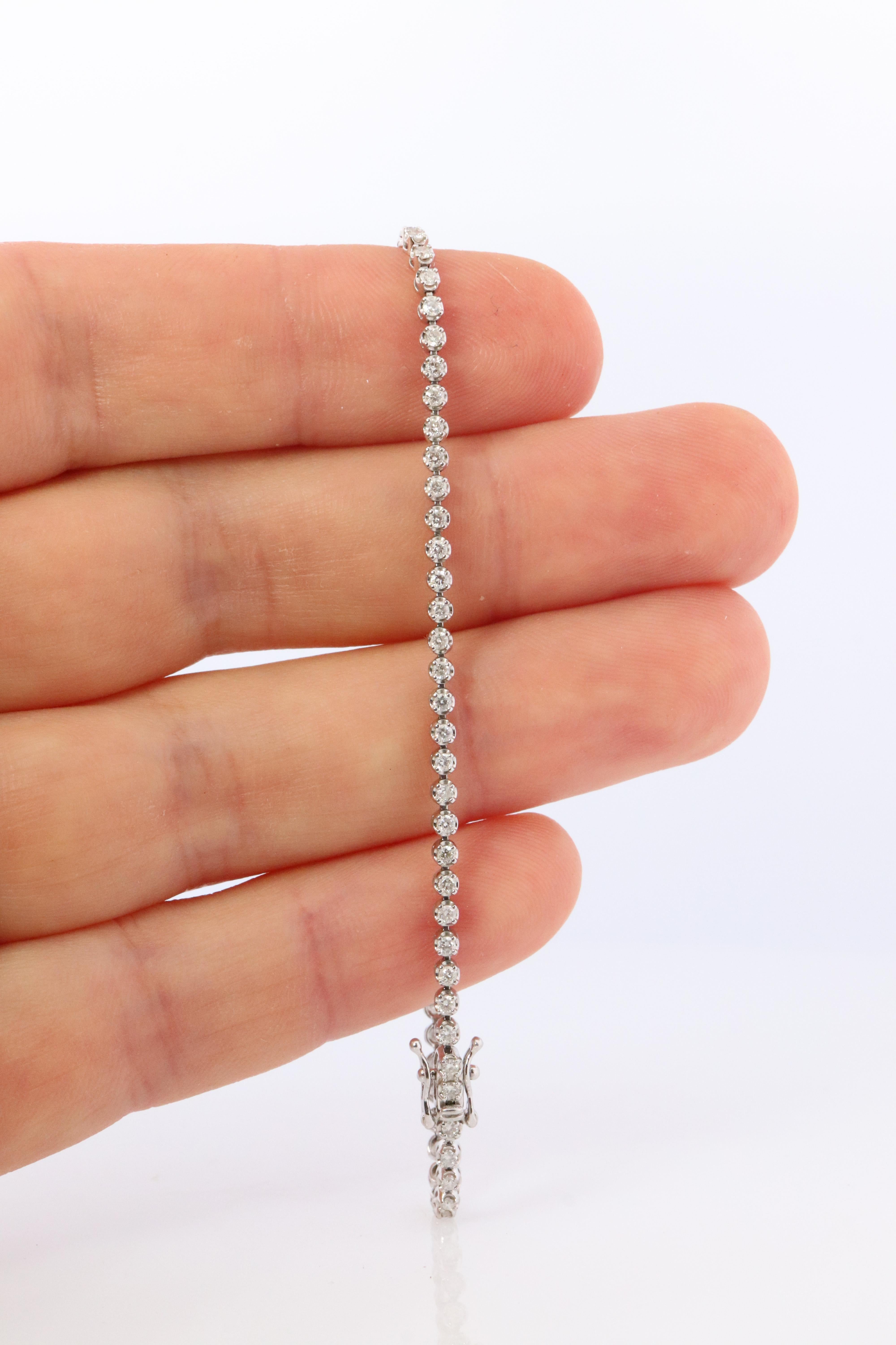 Platin-Diamant-Tennisarmband. PT850 rundes Diamant-Tennisarmband. 1CTW im Angebot 2