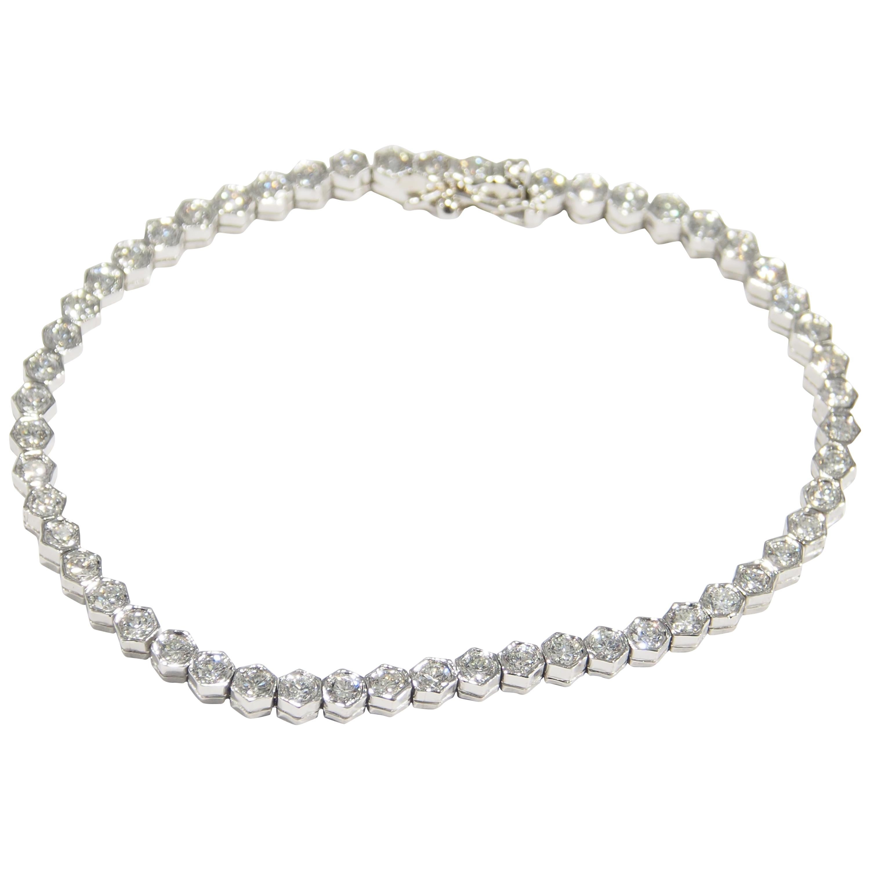 Platinum Diamond Tennis Bracelet White 4.25 Carat