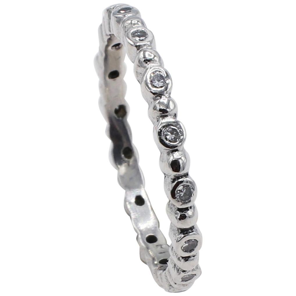Platinum Diamond Thin Eternity Band Stackable Ring