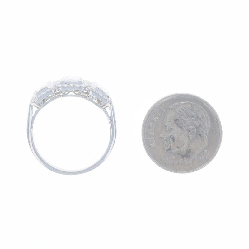 Platinum Diamond Three-Stone Halo Ring - 950 Radiant 2.11ctw Engagement For Sale 1