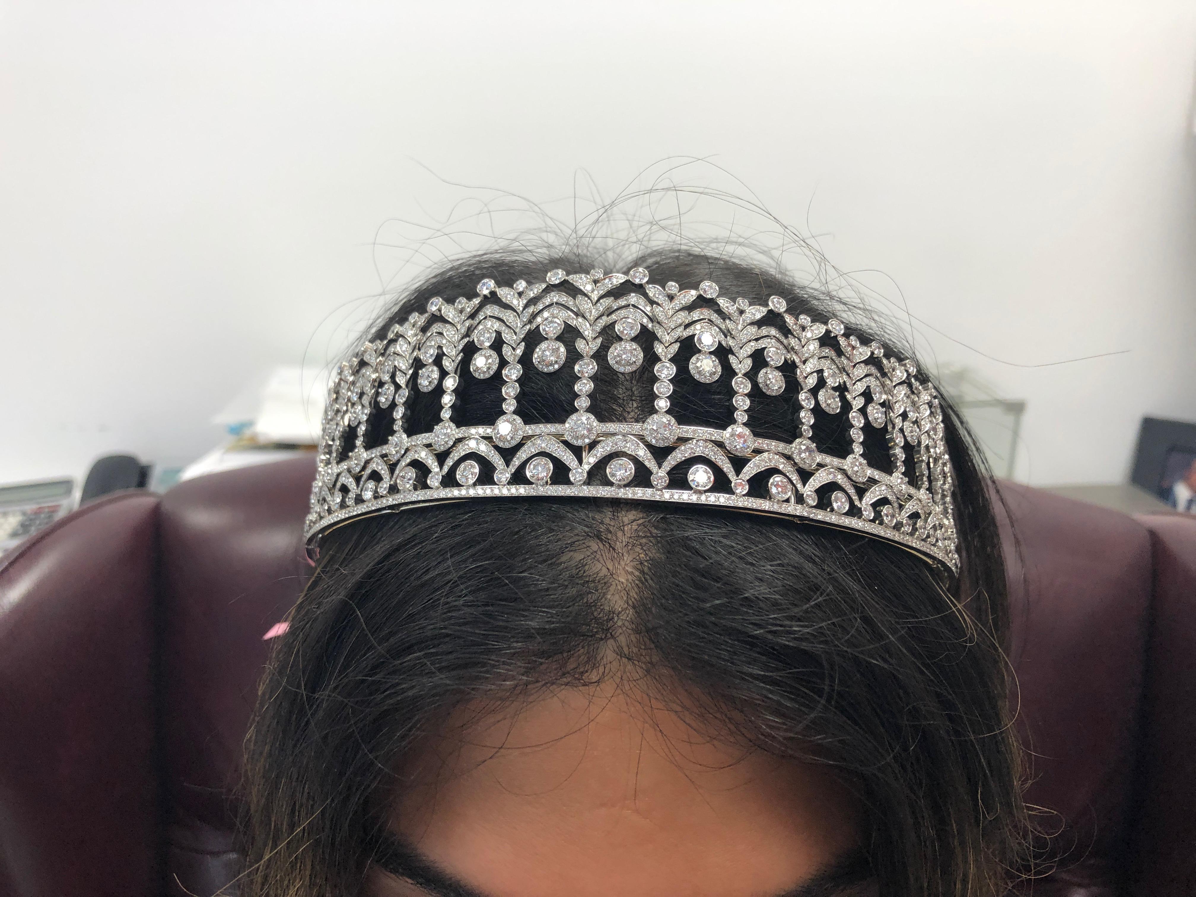 Platin-Diamant-Tiara im Angebot 1