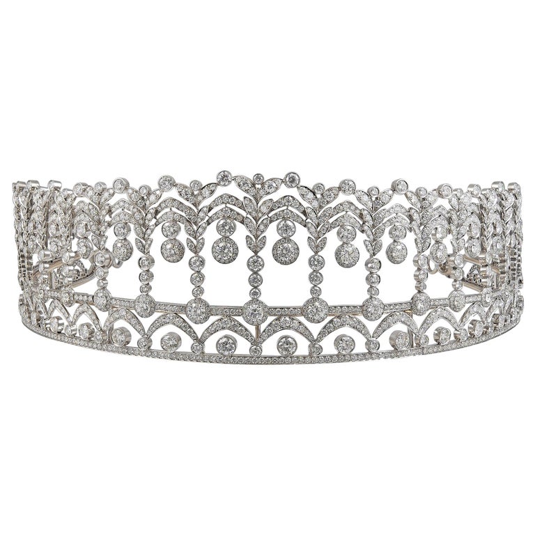 Platinum and diamond tiara, 40 carats, 1950s, Yafa Signed Jewels 
