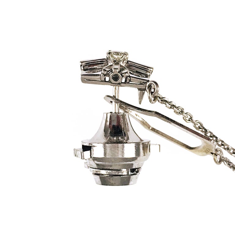 Platinum Diamond Tie Tack, Chain For Sale at 1stDibs tie tack with chain