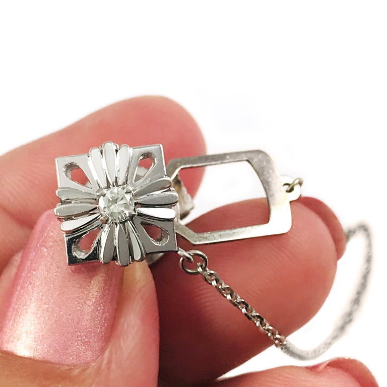 Platinum Diamond Tie Tack, Chain For Sale at 1stDibs tie tack with chain