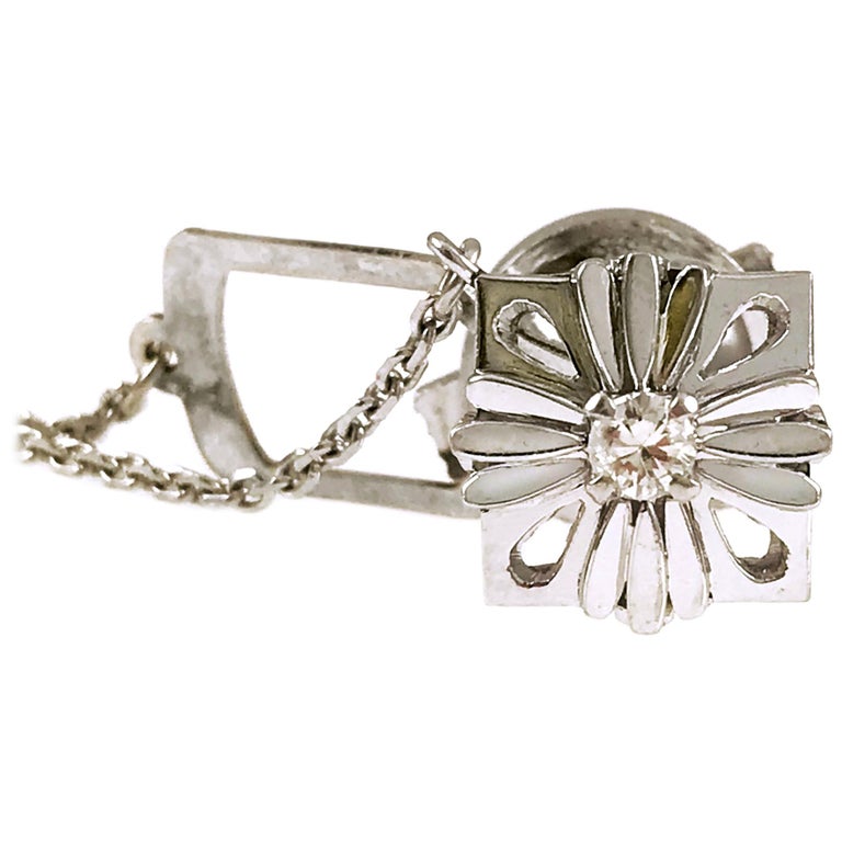 Platinum Diamond Tie Tack, Chain For Sale at 1stDibs tie tack with chain