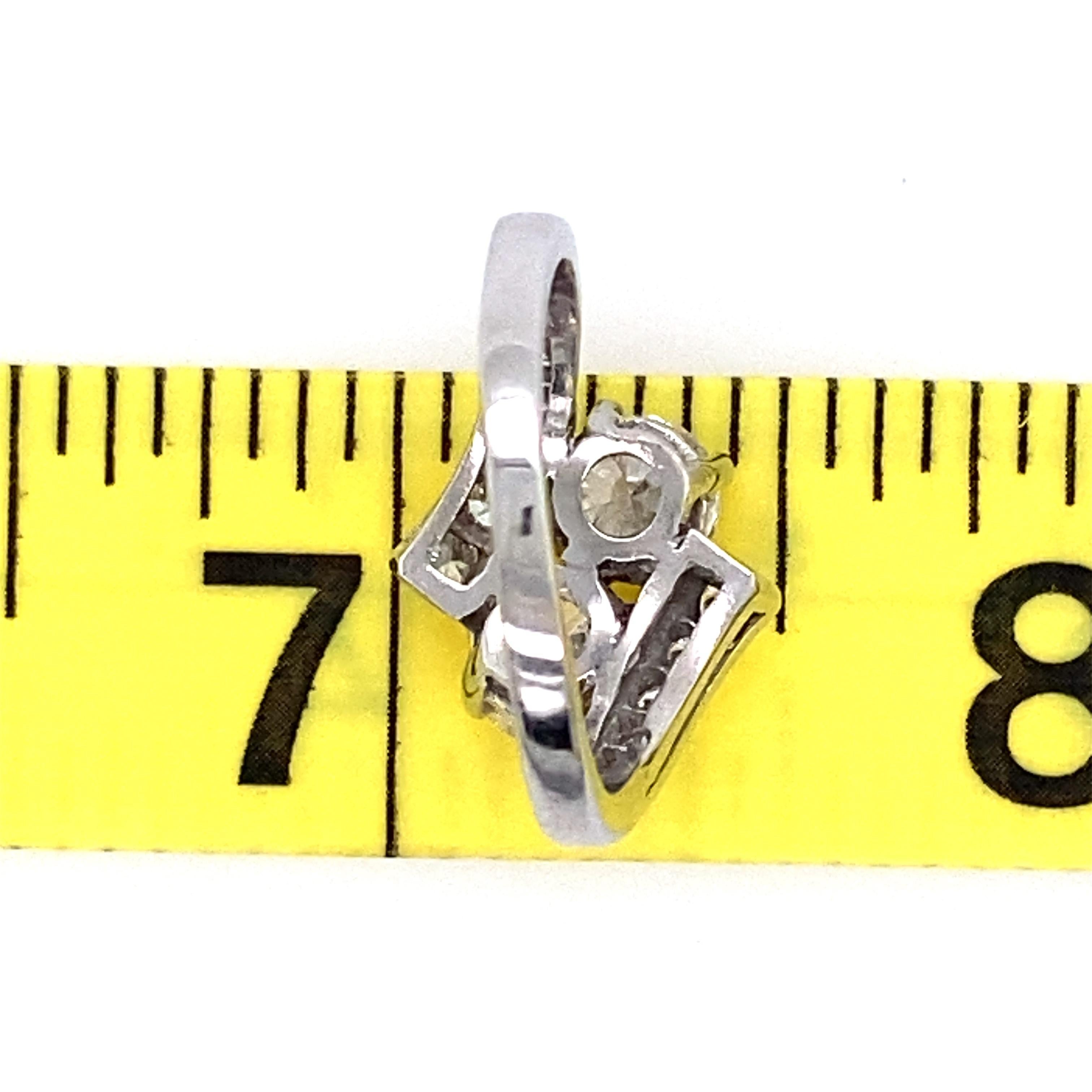Brilliant Cut Platinum Diamond Toi Et Moi 1950s Engagement Ring For Sale