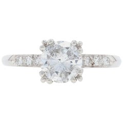 Platinum Diamond Used Engagement Ring, 900 Round Cut 1.18 Carat