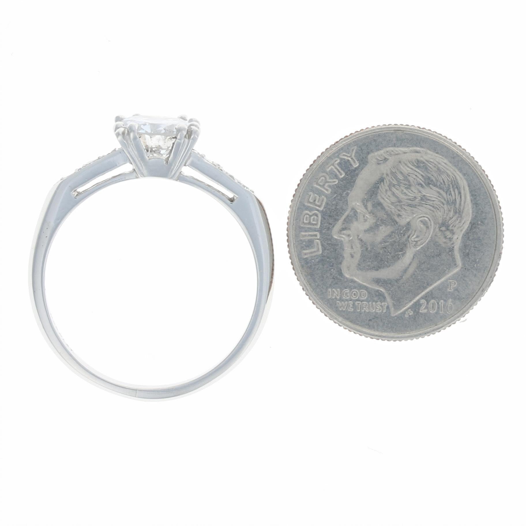 Platinum Diamond Vintage Engagement Ring, 900 Round Cut 1.18ctw For Sale 1