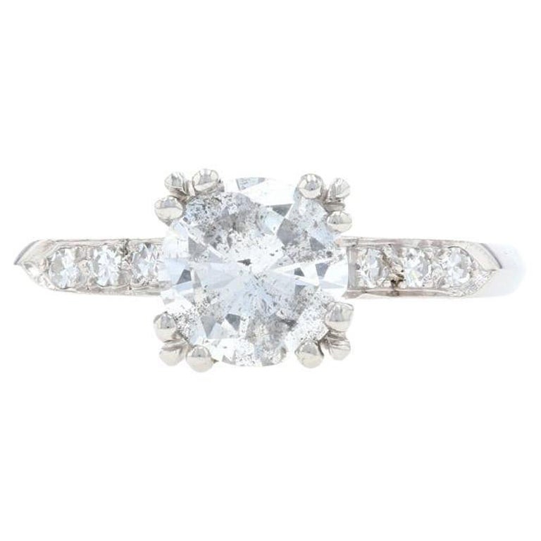 Anello di fidanzamento vintage con diamante in platino, 900 taglio rotondo 1,18ctw