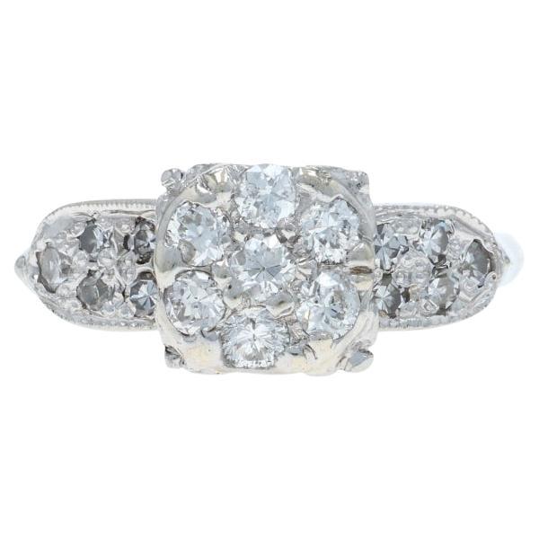 Platinum Diamond Vintage Engagement Ring - 950 European 
Single .62ctw in vendita