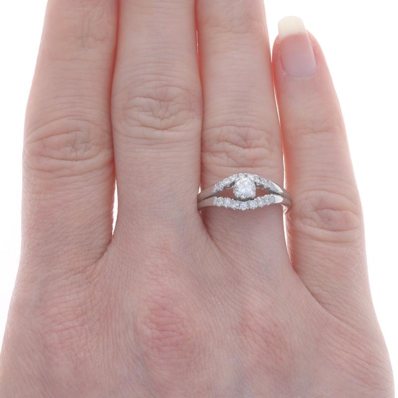 Round Cut Platinum Diamond Vintage Engagement Ring - Round Brilliant .46ctw