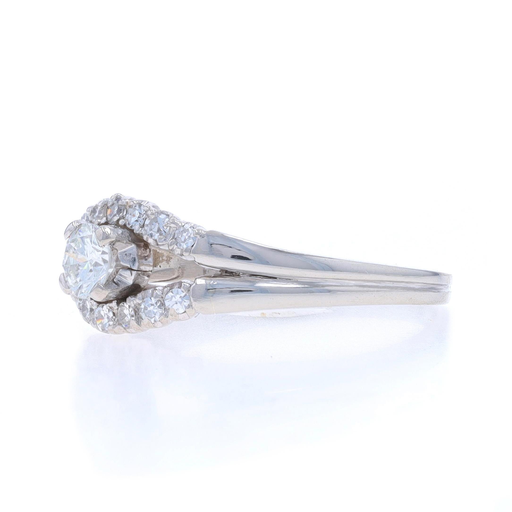 Platinum Diamond Vintage Engagement Ring - Round Brilliant .46ctw In Excellent Condition In Greensboro, NC