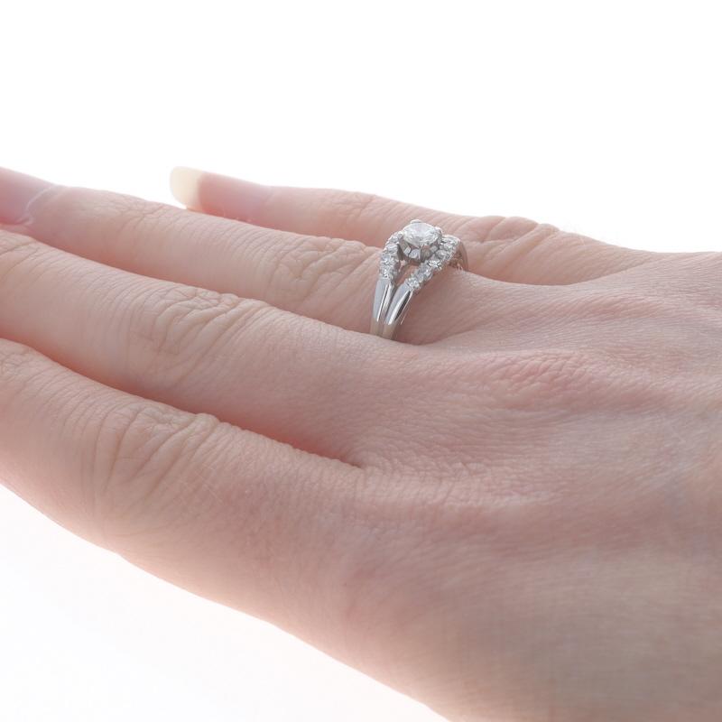 Women's Platinum Diamond Vintage Engagement Ring - Round Brilliant .46ctw
