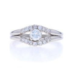 Platinum Diamond Vintage Engagement Ring - Round Brilliant .46ctw
