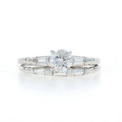 Platinum Diamond Vintage Engagement Ring & Wedding Band - 950 Round 1.54ctw