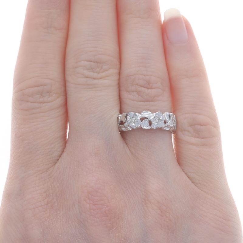 Single Cut Platinum Diamond Vintage Eternity Band Single Ct.16ctw Flower Garland Ring 6 1/4