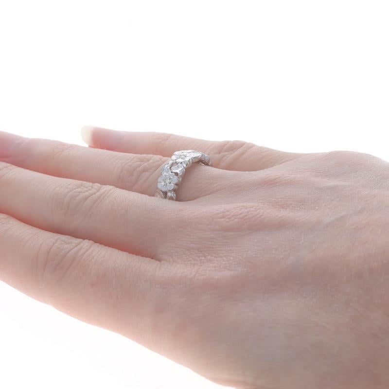 Women's Platinum Diamond Vintage Eternity Band Single Ct.16ctw Flower Garland Ring 6 1/4