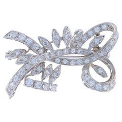 Broche Spray Cinta Vintage Diamante Platino - Alfiler 90% Brillante Redondo 1.20ctw