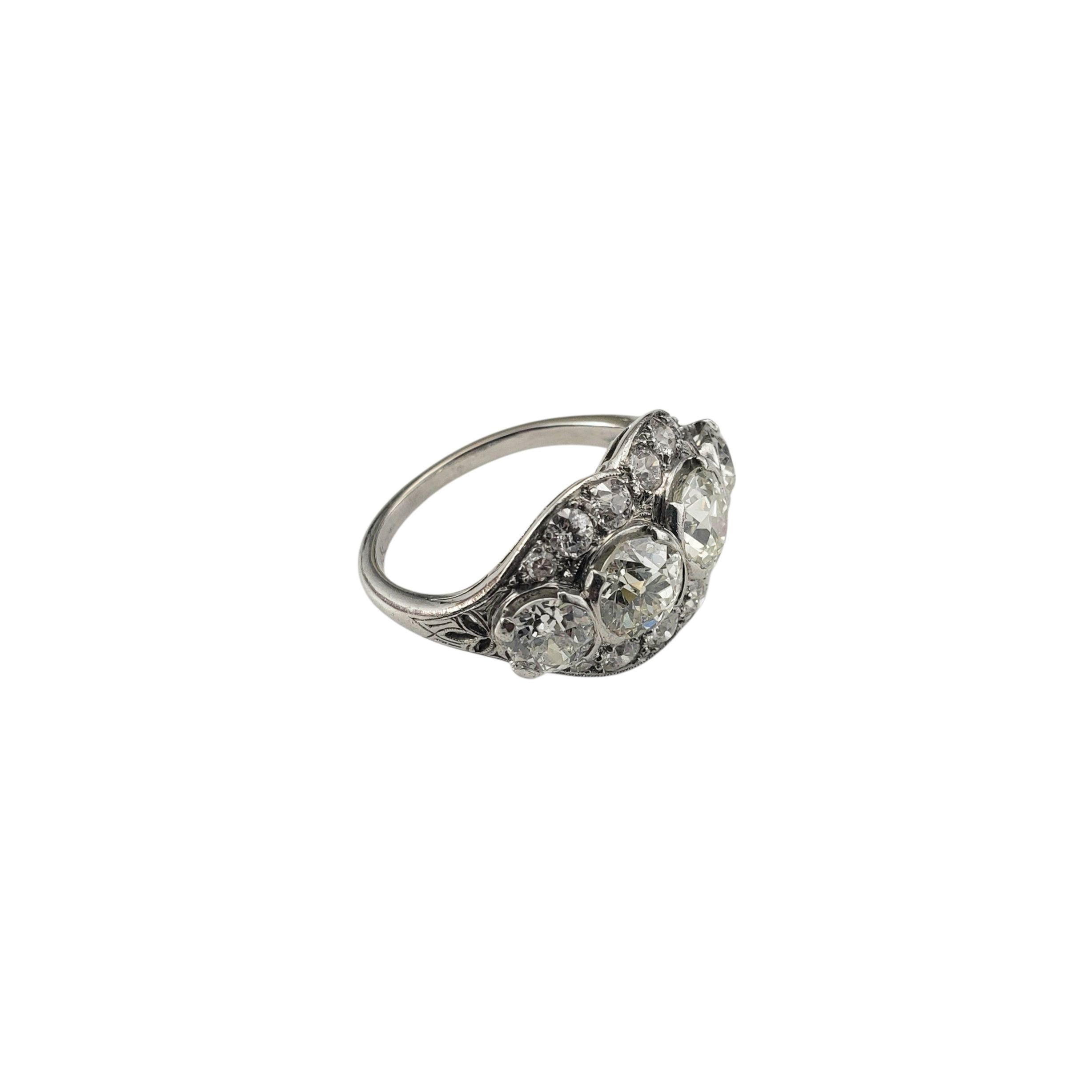 Taglio rotondo Anello di fidanzamento in platino con diamante in stile vintage misura 5,75  #22385 in vendita