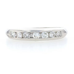 Platinum Diamond Vintage Wedding Band - 900 Single Cut .35ctw Seven-Stone Ring