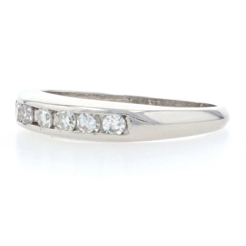 Uncut Platinum Diamond Vintage Wedding Band, 900 Single Cut .35ctw Seven-Stone Ring For Sale