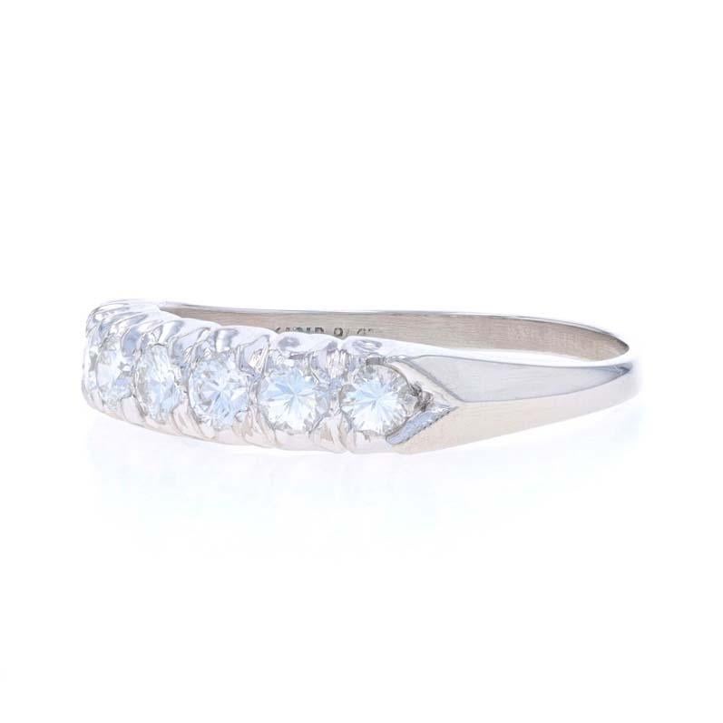 Platinum Diamond Vintage Wedding Band Round .63ctw Knife-Edge Seven-Stone Ring In Excellent Condition In Greensboro, NC