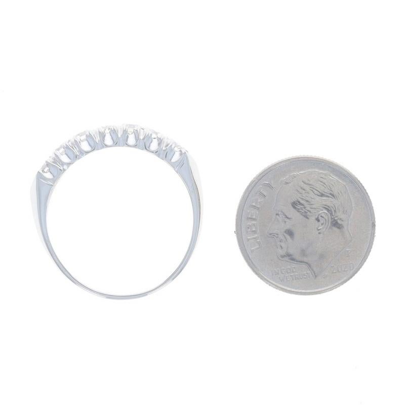 Platinum Diamond Vintage Wedding Band Round .63ctw Knife-Edge Seven-Stone Ring 1