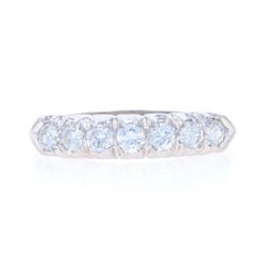Alliance en platine avec diamant Vintage Bague ronde de 0,63ctw à sept pierres en forme de couteau