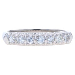 Platinum Diamond Vintage Wedding Band - Single Cut .42ctw Knife-Edge Ring