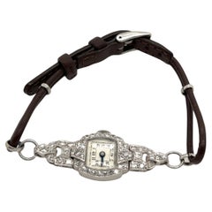 Reloj Platino Diamante con Correa de Piel