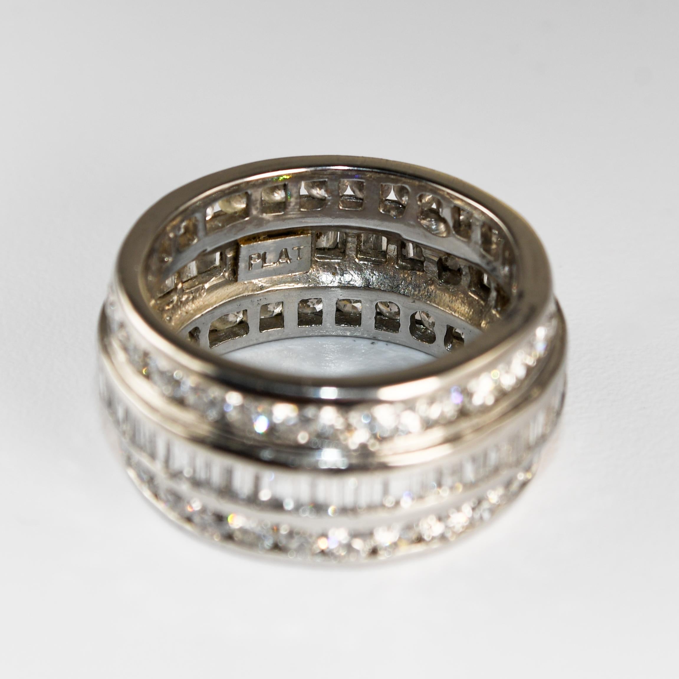 Women's or Men's Platinum Diamond Wedding Band 2.50ct For Sale