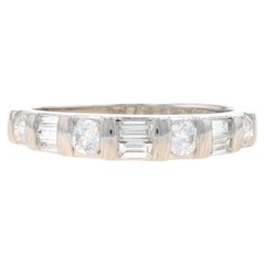 Vintage Platinum Diamond Wedding Band - 950 Baguette & Round Brilliant .62ctw Ring