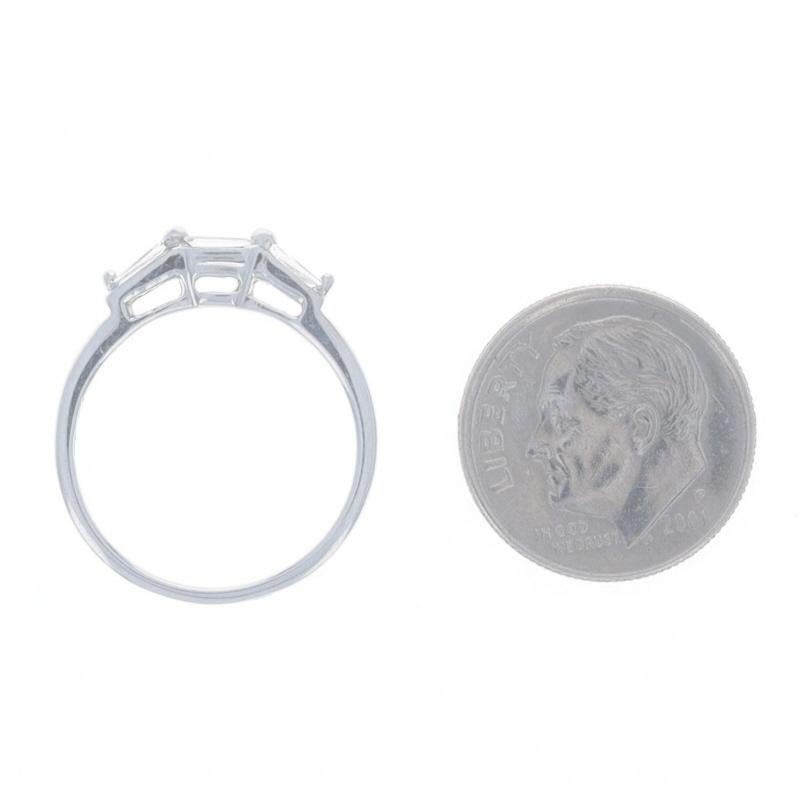 Platinum Diamond Wedding Band - Baguette .14ctw Three-Stone Ring For Sale 1