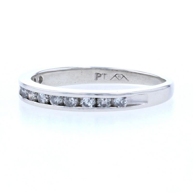 Uncut Platinum Diamond Wedding Band, Round Brilliant Cut .18ctw Channel Set Ring