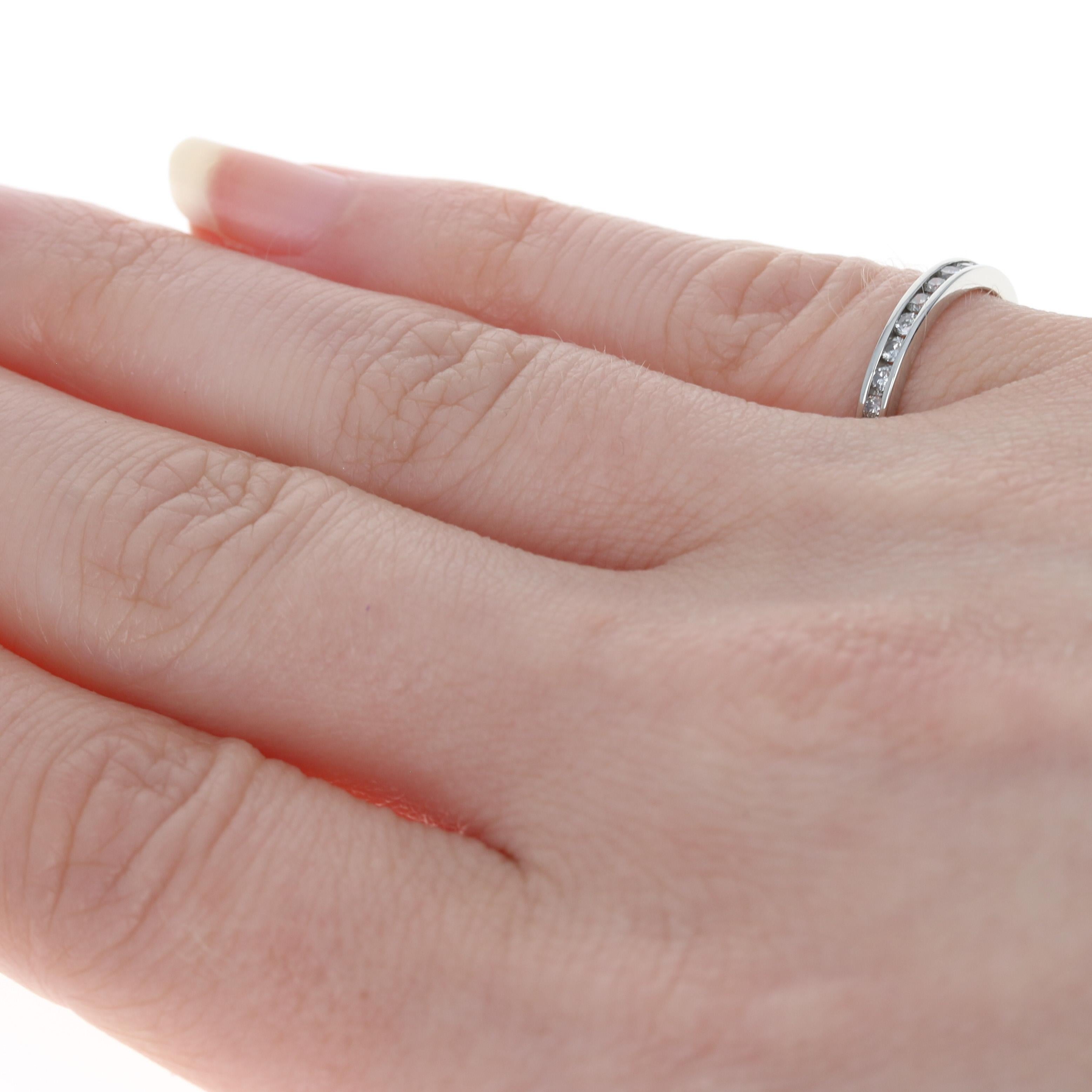 Platinum Diamond Wedding Band, Round Brilliant Cut .18ctw Channel Set Ring In Excellent Condition In Greensboro, NC