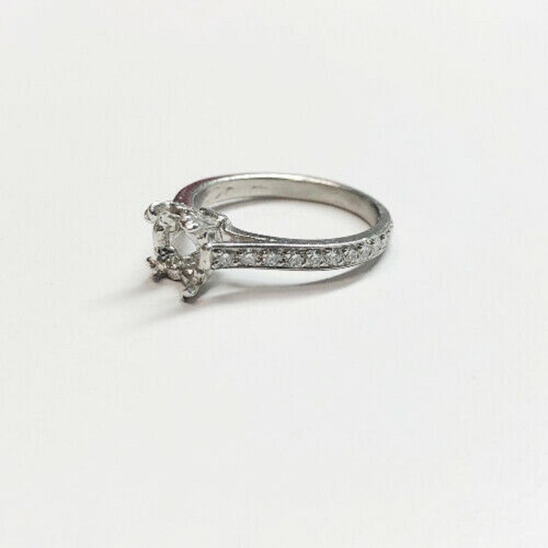 Platinum Diamond Wedding Semi Mount Ring at 1stDibs