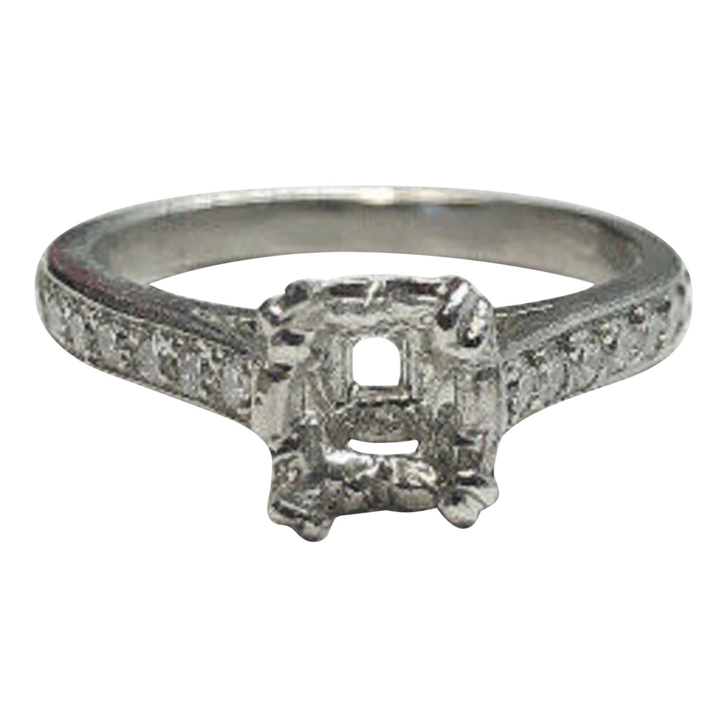 Platinum Diamond Wedding Semi Mount Ring at 1stDibs