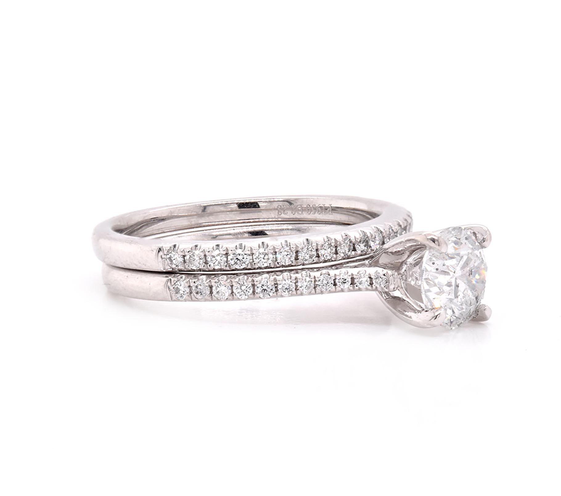 Material: platinum
Center Diamond: 1 round brilliant cut = 1.02ct
Color: G
Clarity: I1
Diamonds: 43 round cut = .65cttw
Color: G
Clarity: VS
Ring Size: 7 (please allow up to 2 additional business days for sizing requests)
Dimensions: ring shank