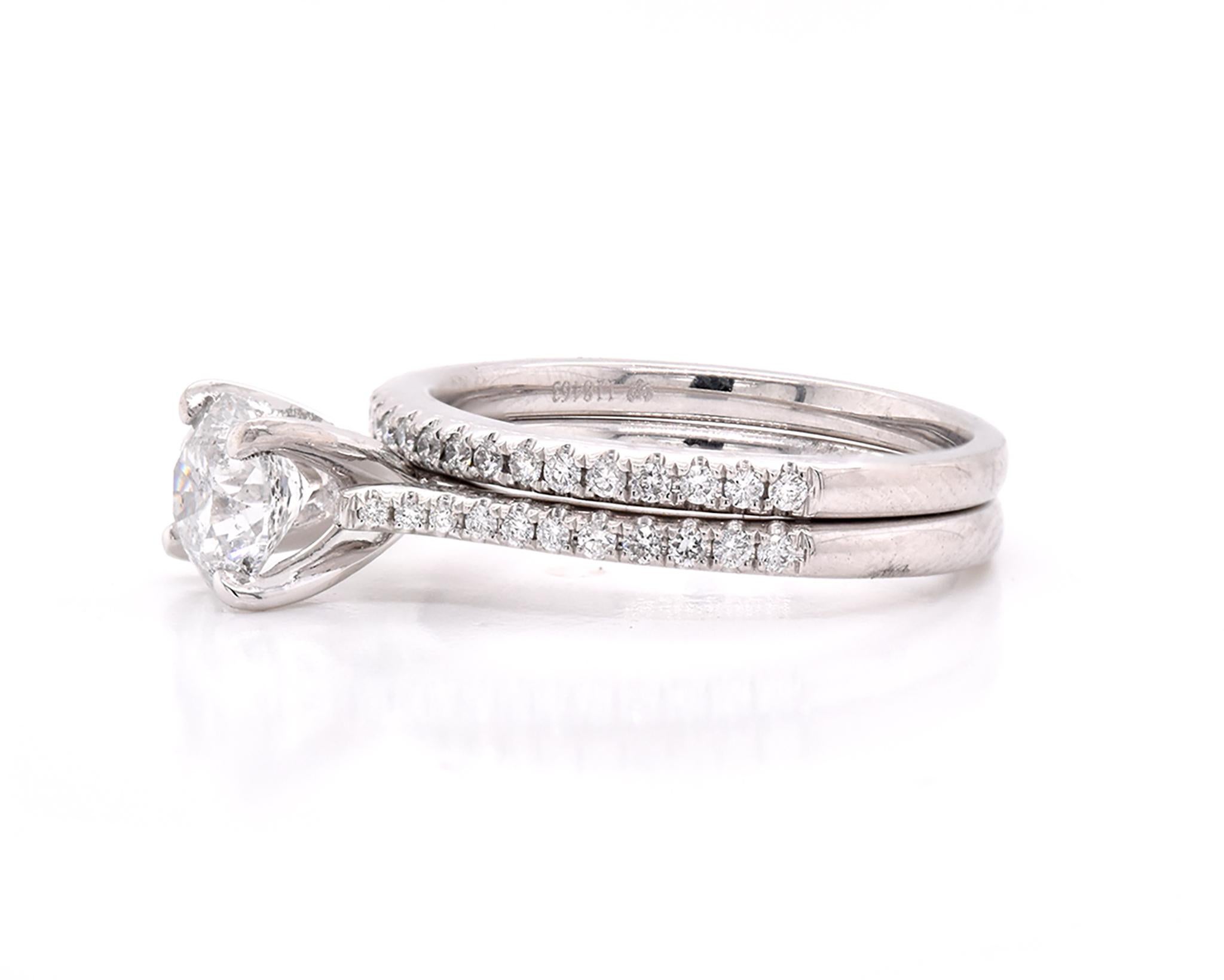 Round Cut Platinum Diamond Wedding Set