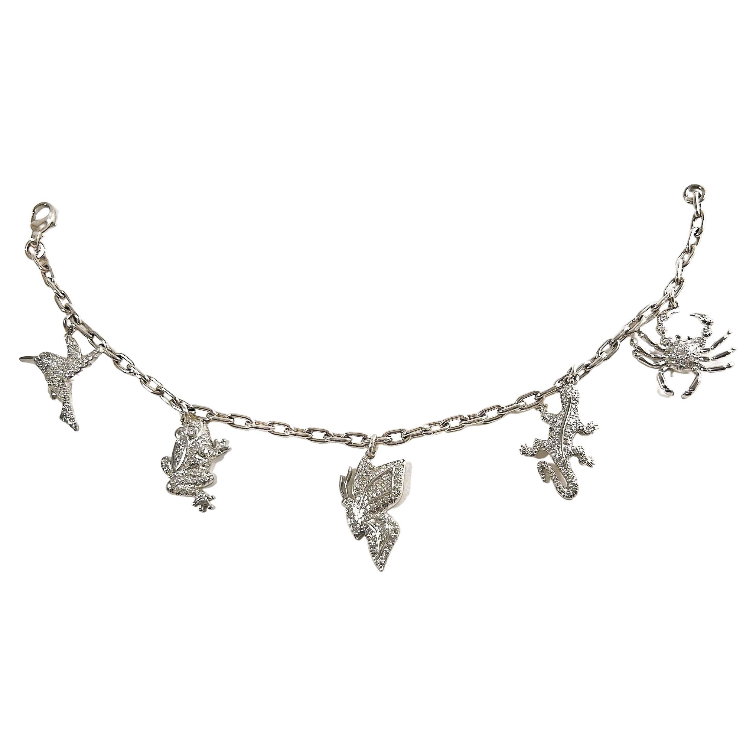 Tiffany and Co. Platinum and Diamond Star Charm Bracelet at 1stDibs