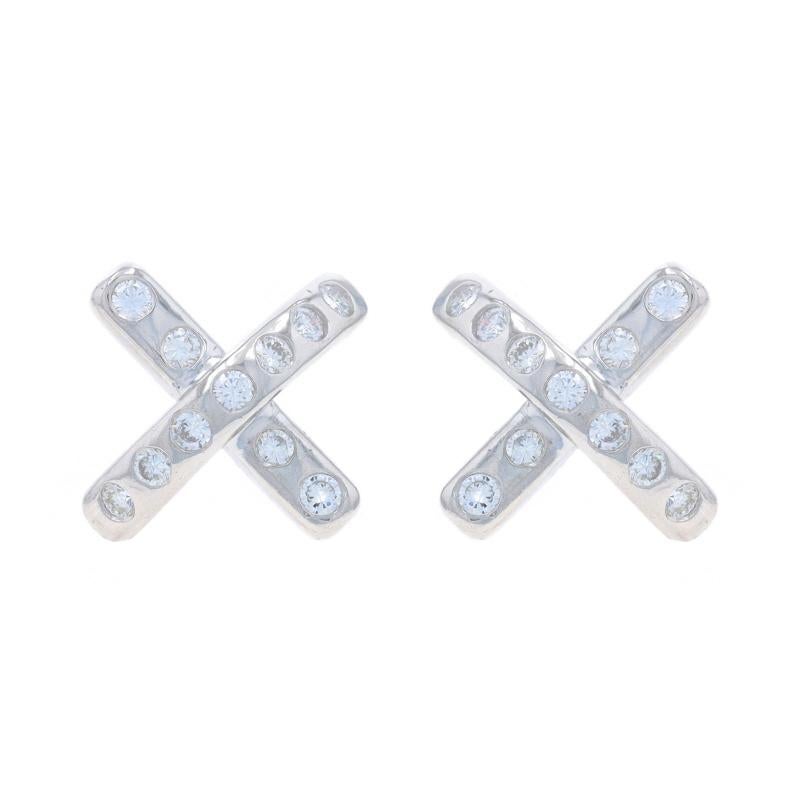 Metal Content: 90% Platinum

Stone Information
Natural Diamonds
Carat(s): 1.00ctw
Cut: Round Brilliant
Color: G - H
Clarity: VSI - VS2

Total Carats: 1.00ctw

Style: Large Stud
Fastening Type: Butterfly Closures
Theme: X

Measurements
Tall: 5/8