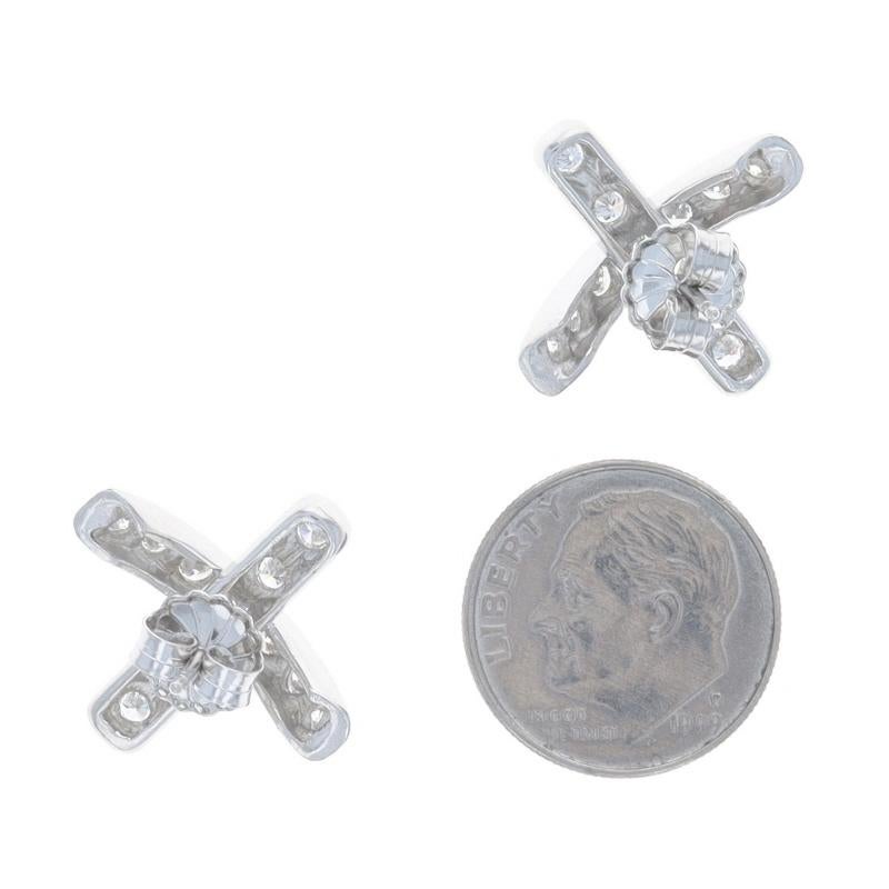 Women's Platinum Diamond X Large Stud Earrings - Round Brilliant 1.00ctw Pierced For Sale