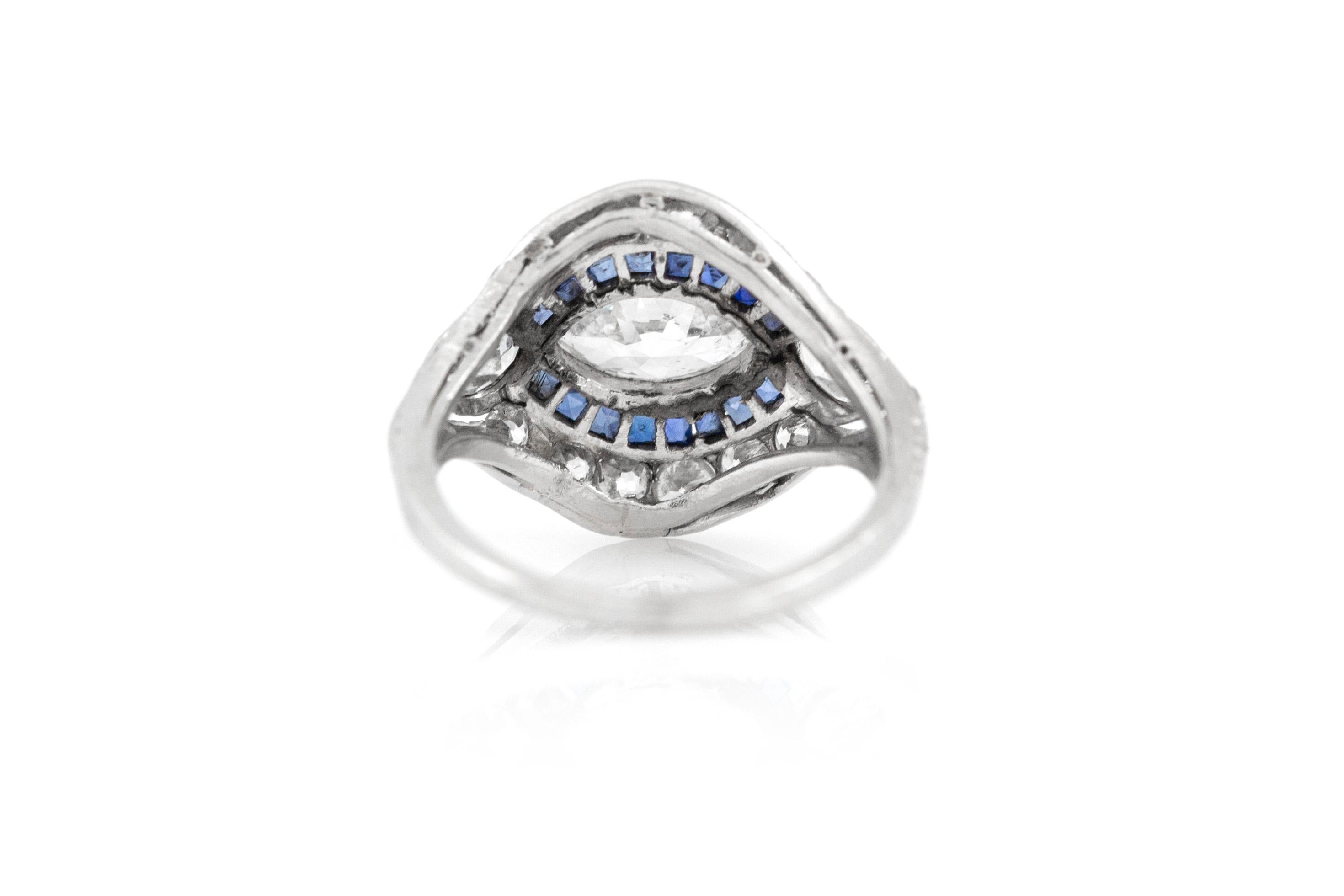 2.10 Carat Diamond and Sapphire Ring In Excellent Condition For Sale In New York, NY