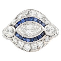 Vintage 2.10 Carat Diamond and Sapphire Ring