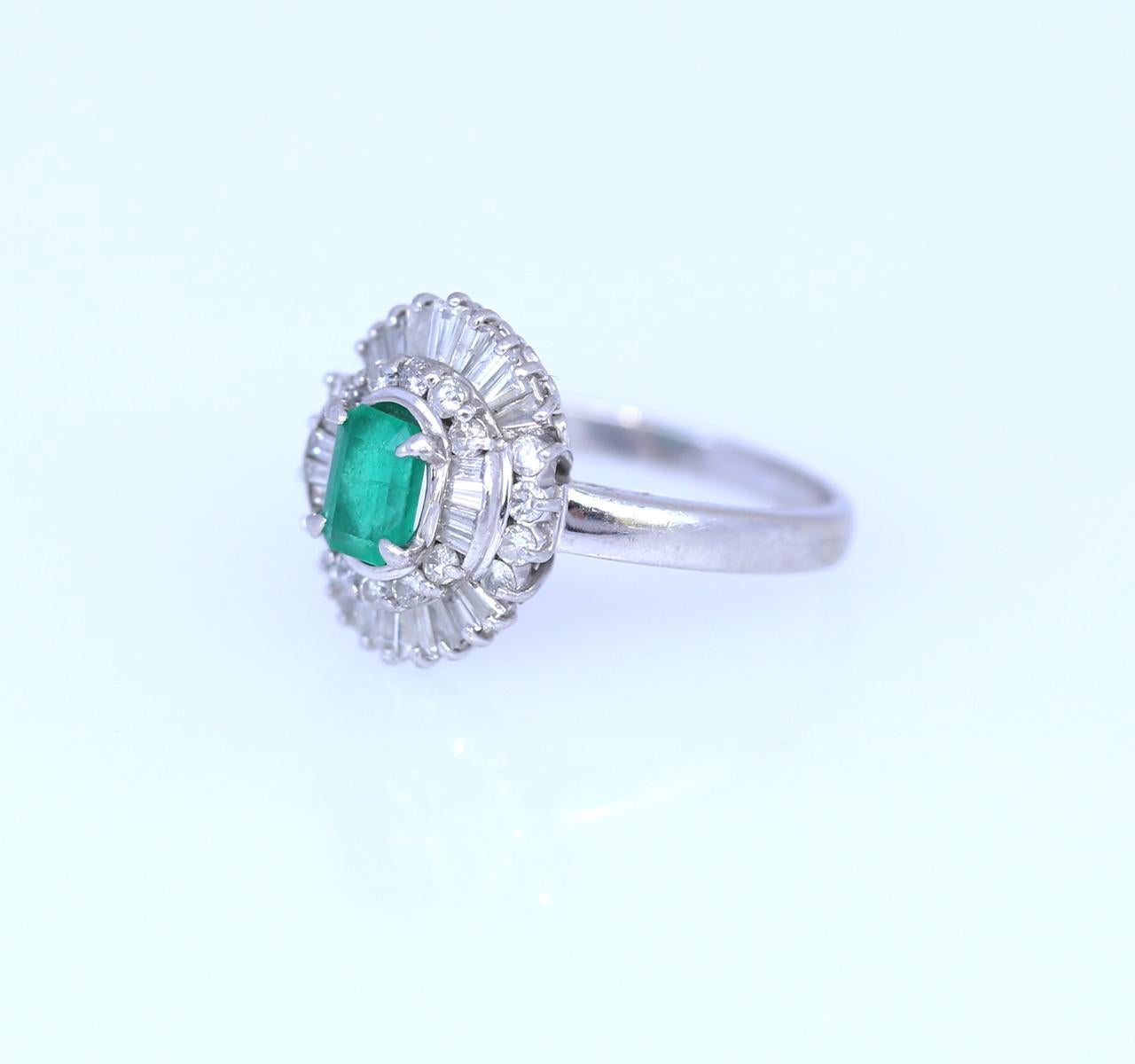Emerald Cut Platinum Diamonds Baguettes Emerald Ring, 2010