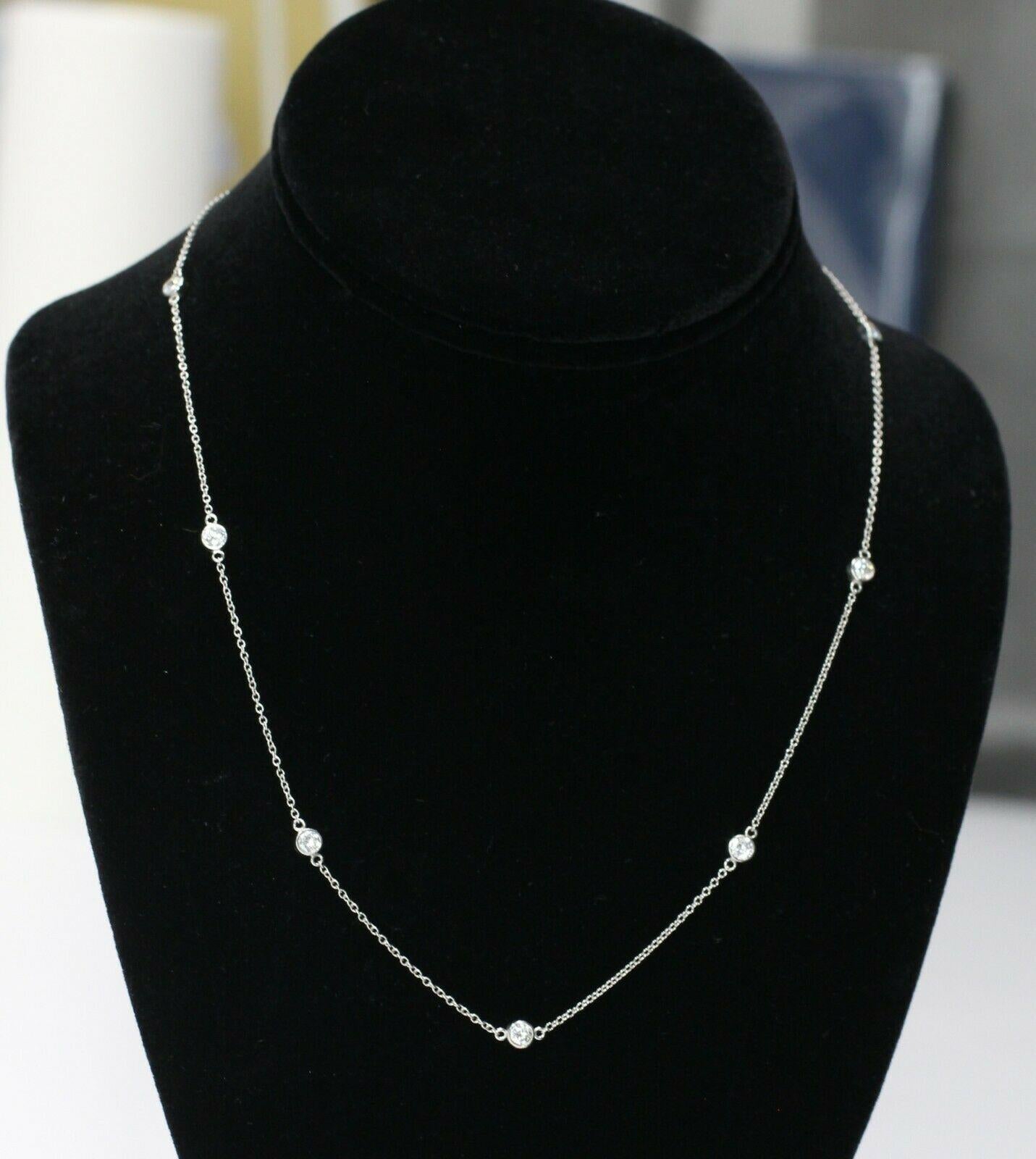  Specifications:
    main stone:  7 PIECES ROUND DIAMOND
    diamonds:
    carat total weight: APPROX 1.05 CTw
    color: H
    clarity: SI2
    brand: UNBRANDED
    metal: PLATINUM
    type: DAINTY NECKLACE
    weight:  4.8 GrS
    LENGTH: 18