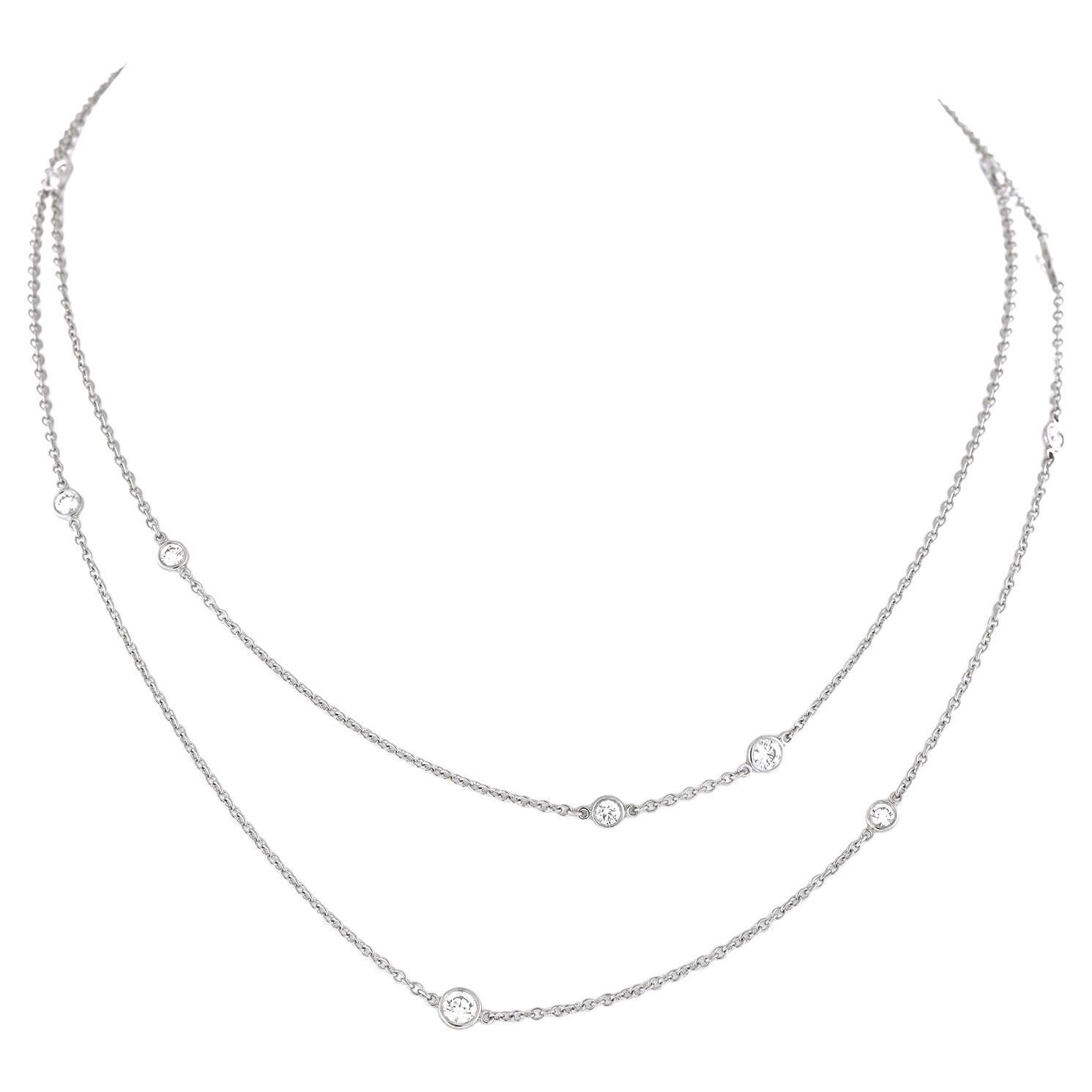 Tiffany and Co. Elsa Peretti Diamond by the Yard Platinum Necklace For ...